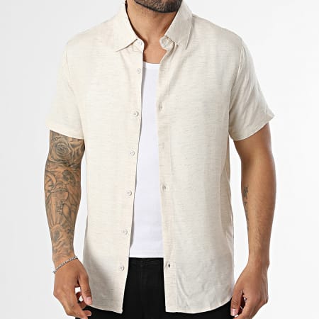 Frilivin - Chemise Manches Courtes En Lin 388 Beige Chiné