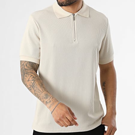 Frilivin - Polo Manches Courtes Rib 35T Beige