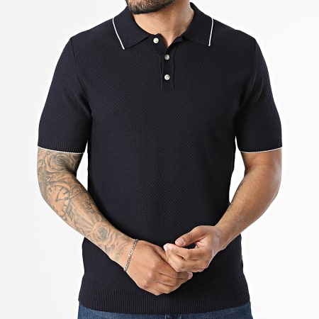 Frilivin - Polo Manches Courtes Texturé 723 Bleu Marine