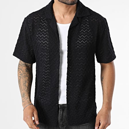 Frilivin - Camisa Mangas Curtas Vazada Estival 359 Preto