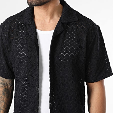 Frilivin - Camisa Mangas Curtas Vazada Estival 359 Preto