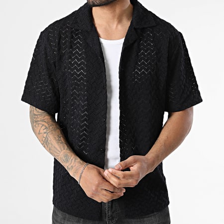 Frilivin - Camisa Mangas Curtas Vazada Estival 359 Preto