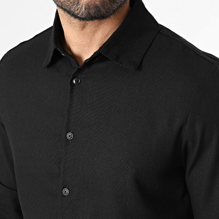 Frilivin - Chemise Manches Longues Effet Lin 57F Noir
