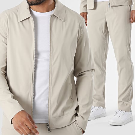 Frilivin - Ensemble Veste Zippée Et Pantalon Jogging F08 Beige