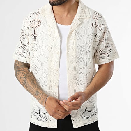 Frilivin - Chemise Manches Courtes Ajourée Estivale 335 Beige Clair