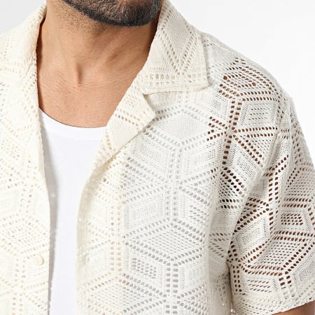 Frilivin - Chemise Manches Courtes Ajourée Estivale 335 Beige Clair
