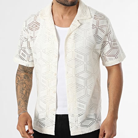 Frilivin - Chemise Manches Courtes Ajourée Estivale 335 Beige Clair