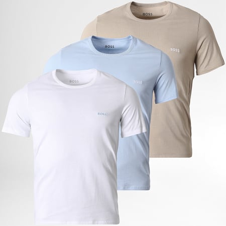 BOSS - Pack de 3 T-Shirts 50532468 Branco Bege Azul Claro