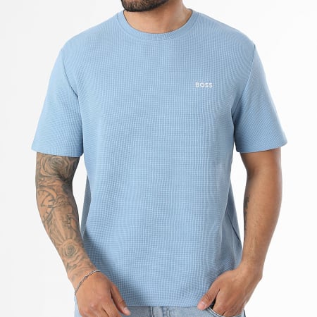 BOSS - Tee Shirt Waffle 50535891 Bleu Clair