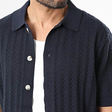 Frilivin - Chemise Manches Courtes Maille Texturée 374 Bleu Marine