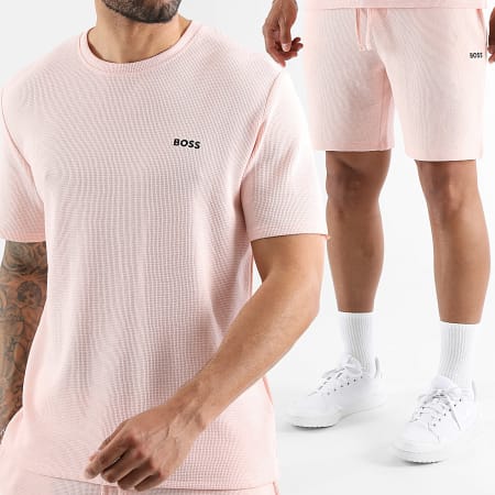 BOSS - Ensemble Tee Shirt Et Short Jogging Waffle 50535891 50535884 Rose Clair