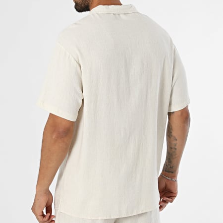Classic Series - Ensemble Polo Manches Courtes Et Short Jogging En Lin 392 Beige Clair Chiné