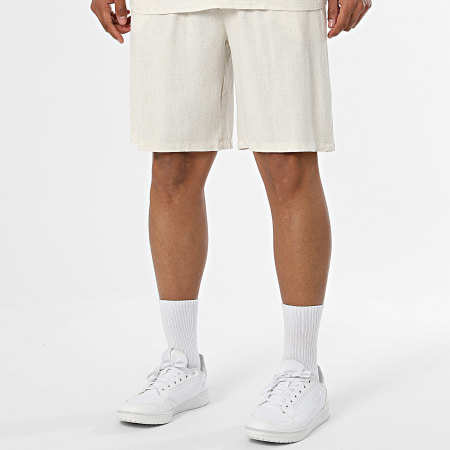 Classic Series - Ensemble Polo Manches Courtes Et Short Jogging En Lin 392 Beige Clair Chiné