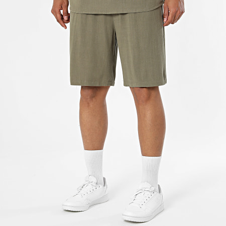 Classic Series - Ensemble Polo Manches Courtes Et Short Jogging En Lin 393 Vert Kaki