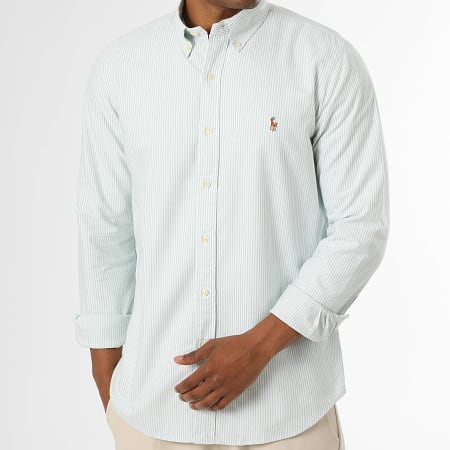 Polo Ralph Lauren - Shirt Long Sleeves Striped Custom Fit Oxford Green  White - Ryses