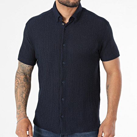 Classic Series - Chemise Manches Courtes Texturée 166 Bleu Marine