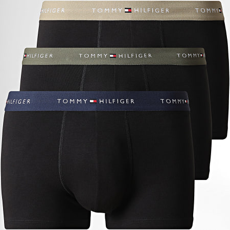 Tommy Hilfiger - Lot De 3 Boxers 3890 Noir Vert Kaki Beige Bleu Marine