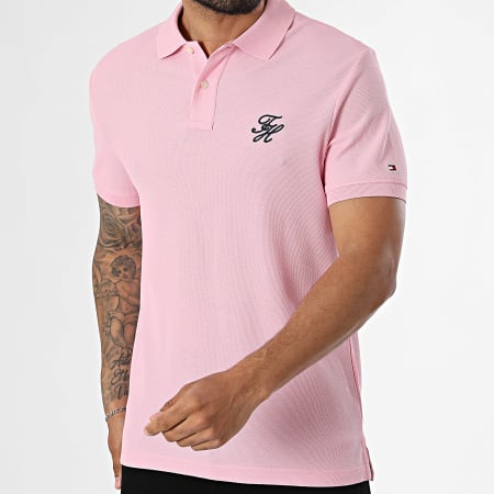 Tommy Hilfiger - Polo Manches Courtes Regular Fit Script 3046 Rose