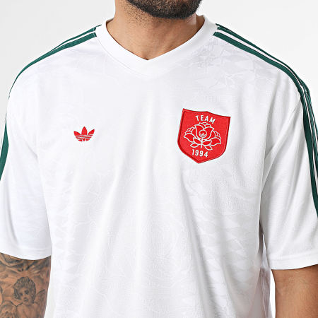 Adidas Originals - Maillot Col V A Bandes Jersey KD6629 Blanc