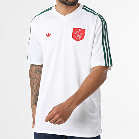 Adidas Originals - Maillot Col V A Bandes Jersey KD6629 Blanc