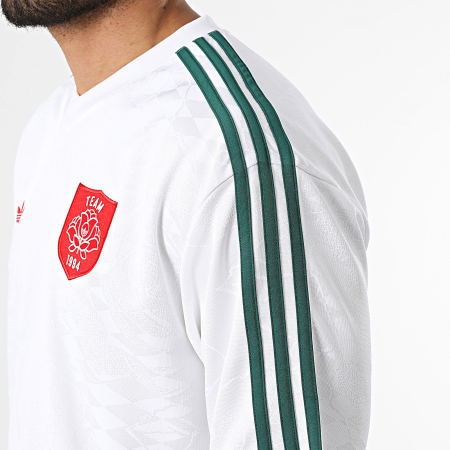 Adidas Originals - Maillot Col V A Bandes Jersey KD6629 Blanc