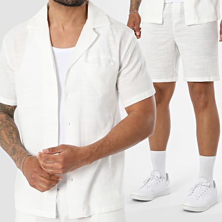 Frilivin - Ensemble Chemise Manches Courtes Et Short Jogging 02Q Blanc