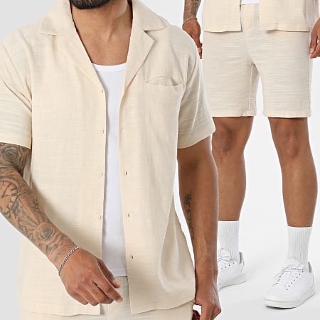 Frilivin - Conjunto Camisa Manga Curta E Calção De Treino 02Q Bege