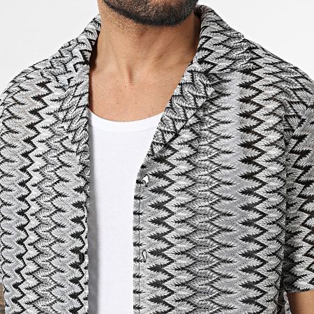 Frilivin - Chemise Manches Courtes Ajourée 610 Gris Noir