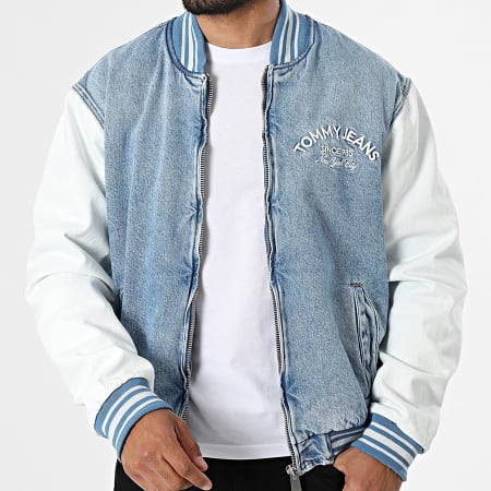 Tommy Jeans - Veste Bomber En Jean 2498 Bleu Denim Blanc