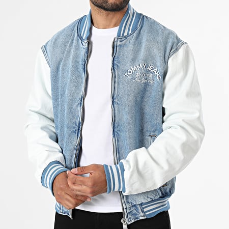 Tommy Jeans - Veste Bomber En Jean 2498 Bleu Denim Blanc