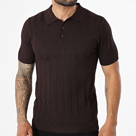 Frilivin - Polo Manches Courtes Maille 639 Marron Foncé