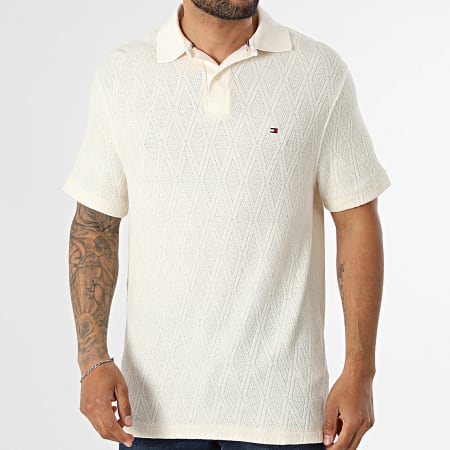 Tommy Hilfiger - Polo Manches Courtes Jacquard 3279 Beige Clair
