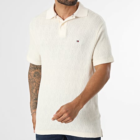 Tommy Hilfiger - Polo Manches Courtes Jacquard 3279 Beige Clair
