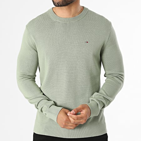 Tommy Jeans - Pull Slim Essential 2853 Vert Kaki Clair