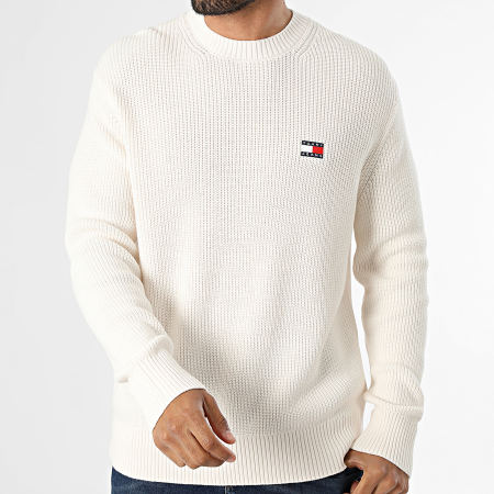 Tommy Jeans - Pull Regular Fit Badge 0923 Beige Clair