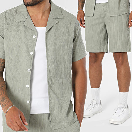 Classic Series - Ensemble Chemise Manches Courtes Et Short Texturé R70 Vert Kaki
