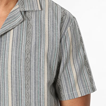 Classic Series - Chemise Manches Courtes A Rayures S01 Gris Bleu Beige