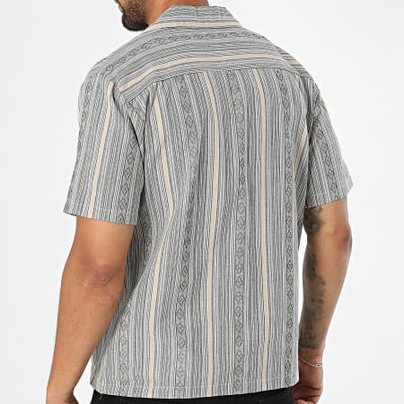 Classic Series - Chemise Manches Courtes A Rayures S01 Gris Bleu Beige