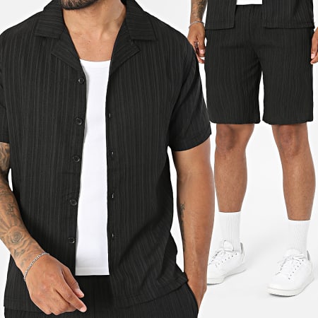 Classic Series - Ensemble Chemise Manches Courtes Et Short Texturé R70 Noir