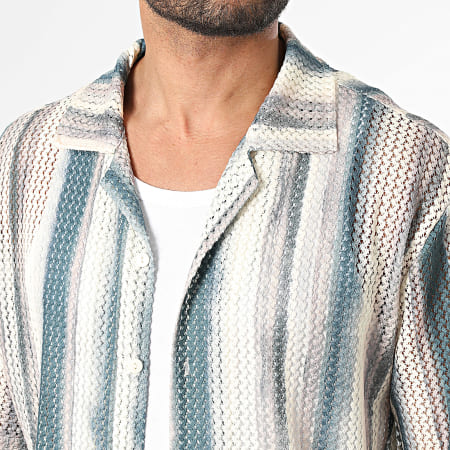 Frilivin - Chemise Manches Courtes Crochet 372 Beige Vert Foncé
