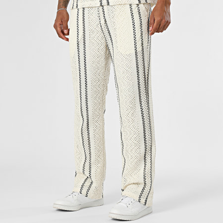 Frilivin - Ensemble Débardeur et Pantalon Ajouré X36 Beige Clair Noir