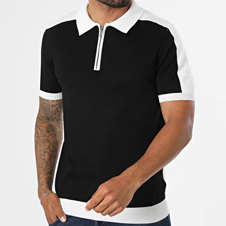Frilivin - Polo Manches Courtes Maille 851 Noir Blanc