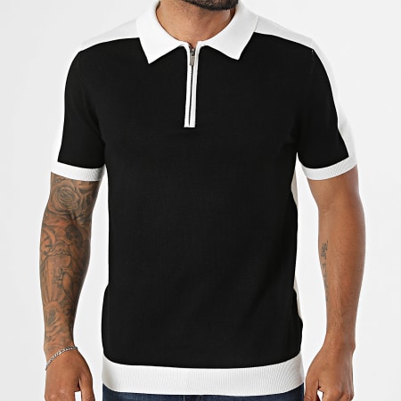 Frilivin - Polo Manches Courtes Maille 851 Noir Blanc