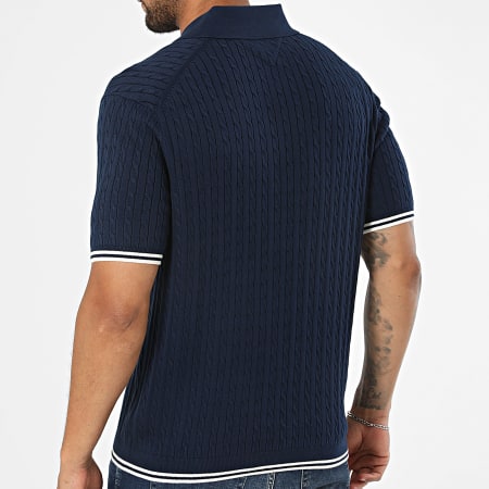 Tommy Hilfiger - Polo Manches Courtes Maille Cable Knitted 0701 Bleu Marine