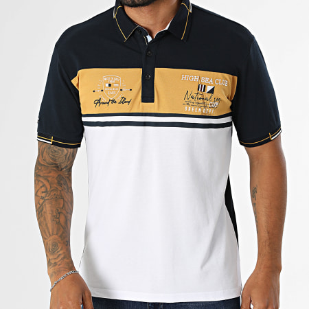 Classic Series - Polo Manches Courtes 005 Bleu Marine Blanc Jaune