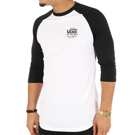 Vans - Tee Shirt Manches Longues Raglan Holder VA36VRYB2 Blanc Noir