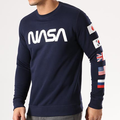 NASA - Sudadera de cuello redondo Flags Navy