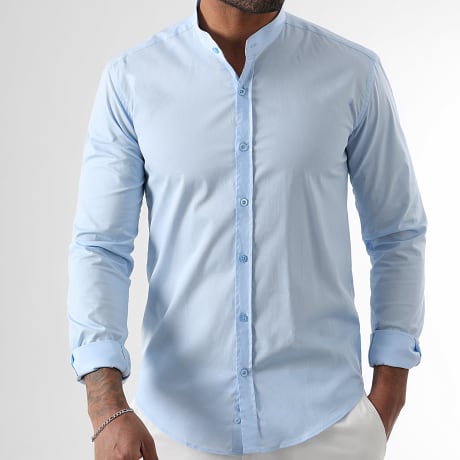 LBO - Chemise Manches Longues Col Mao Slim Fit 405 Bleu Clair