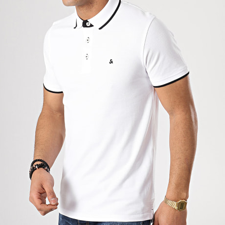 Jack And Jones - Paulos Polo Korte Mouw Wit Zwart