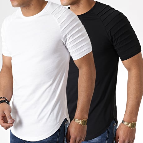 LBO - Set di 2 magliette oversize 694 bianche e nere
